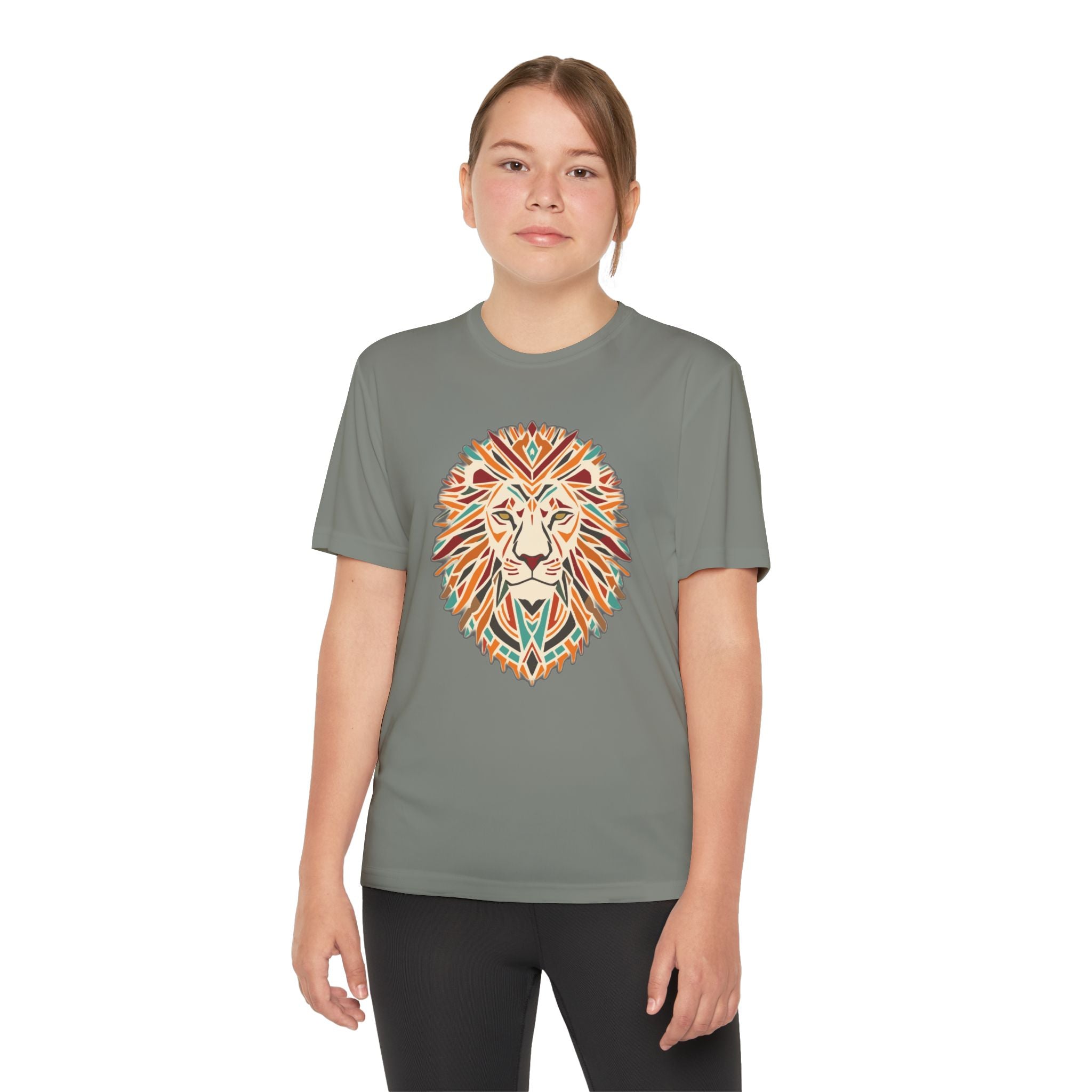Youth Lion Graphic Tee | Colorful Animal T-Shirt for Kids, Fun Summer Shirt, Birthday Gift, Activewear, Nature Lover