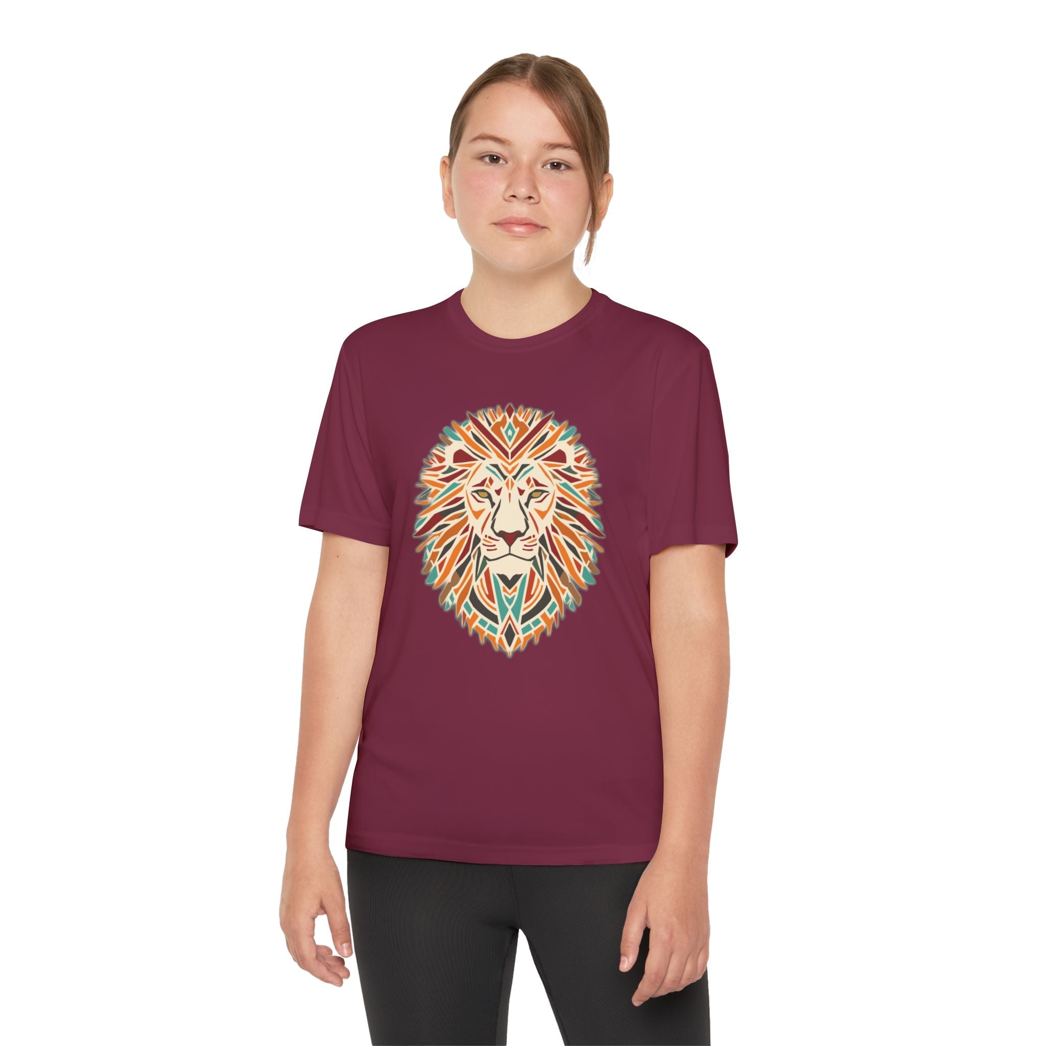 Youth Lion Graphic Tee | Colorful Animal T-Shirt for Kids, Fun Summer Shirt, Birthday Gift, Activewear, Nature Lover