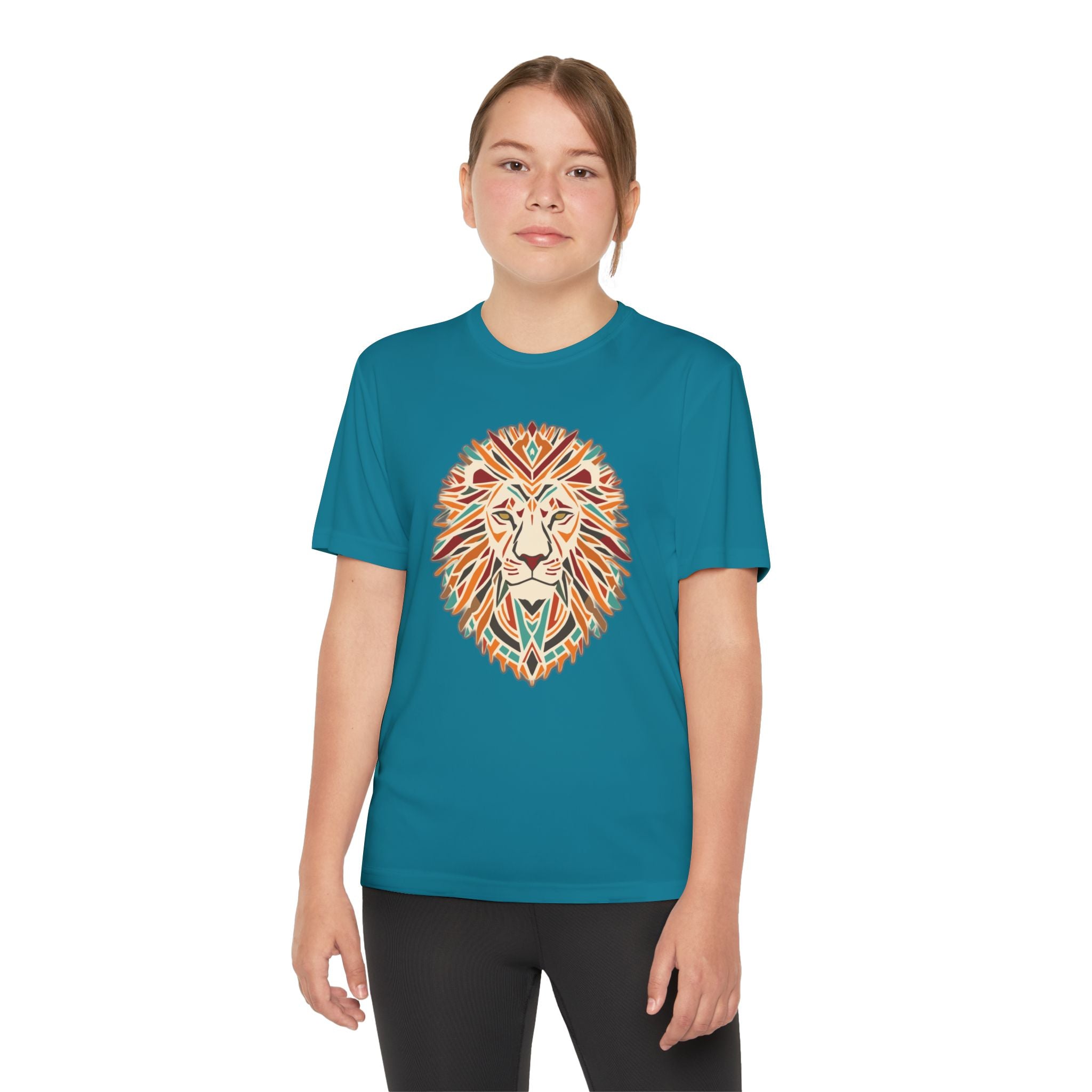 Youth Lion Graphic Tee | Colorful Animal T-Shirt for Kids, Fun Summer Shirt, Birthday Gift, Activewear, Nature Lover