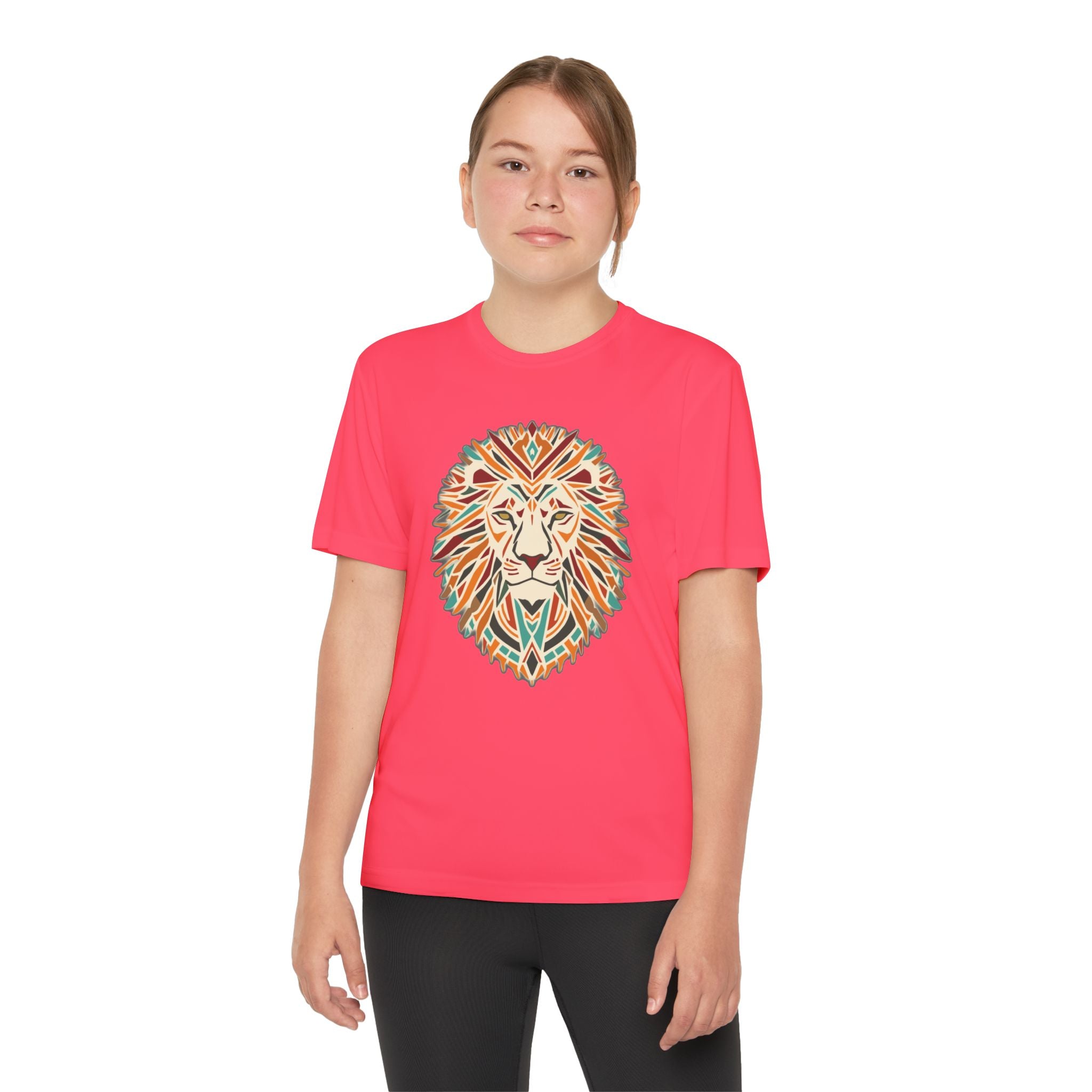 Youth Lion Graphic Tee | Colorful Animal T-Shirt for Kids, Fun Summer Shirt, Birthday Gift, Activewear, Nature Lover