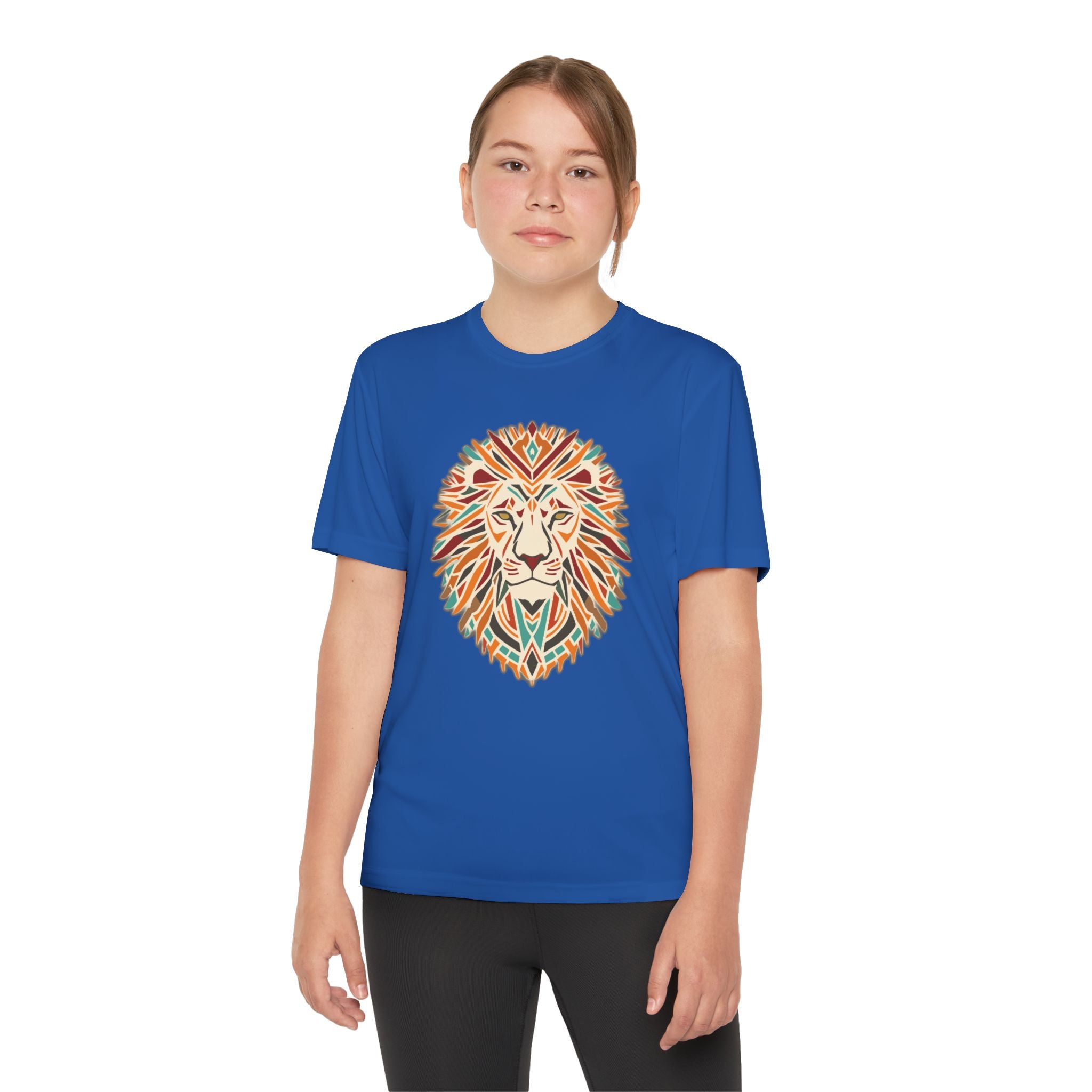 Youth Lion Graphic Tee | Colorful Animal T-Shirt for Kids, Fun Summer Shirt, Birthday Gift, Activewear, Nature Lover