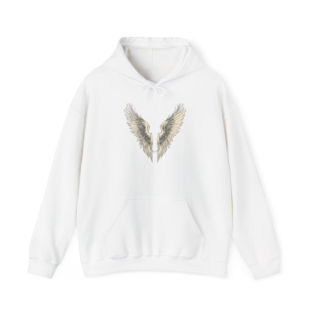 Unisex Hoodie - Menacing Devil Angel Blood-Stained Sword & Shield Design, Angel Wings Sweatshirt