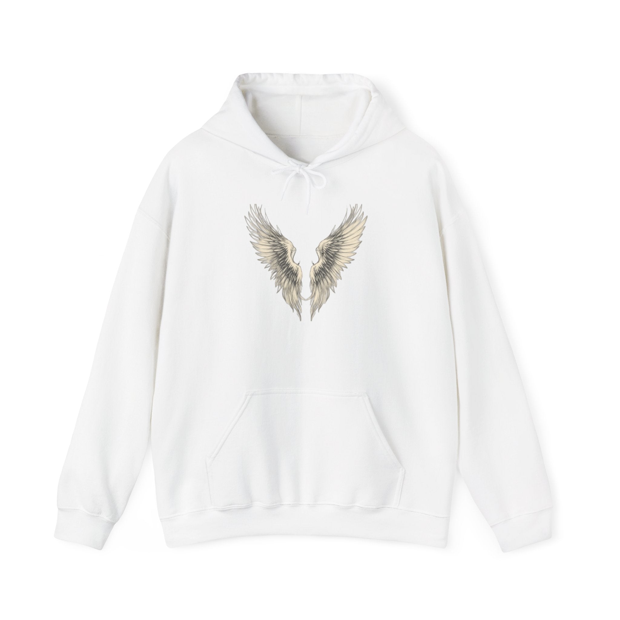 Unisex Hoodie - Menacing Devil Angel Blood-Stained Sword & Shield Design, Angel Wings Sweatshirt