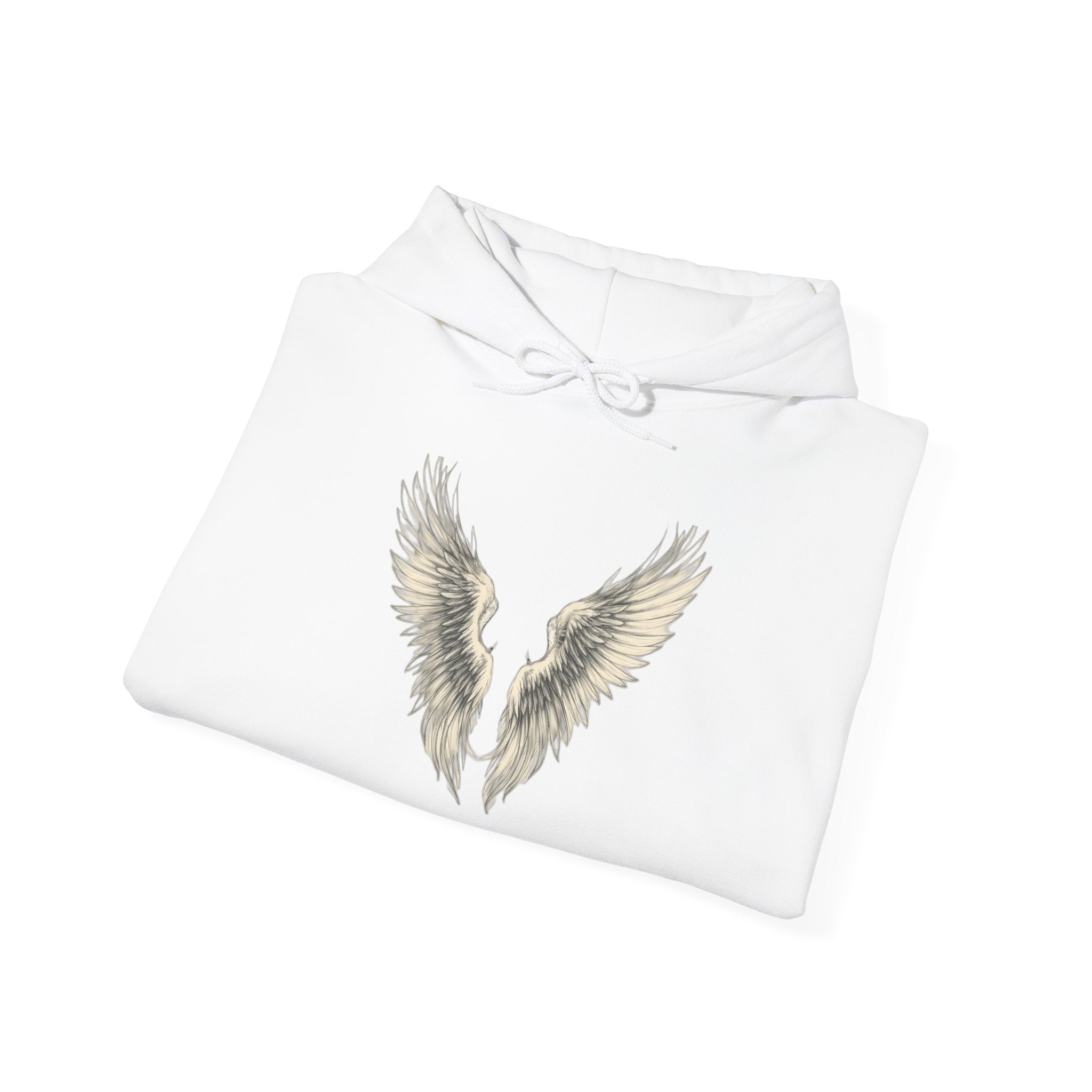 Unisex Hoodie - Menacing Devil Angel Blood-Stained Sword & Shield Design, Angel Wings Sweatshirt