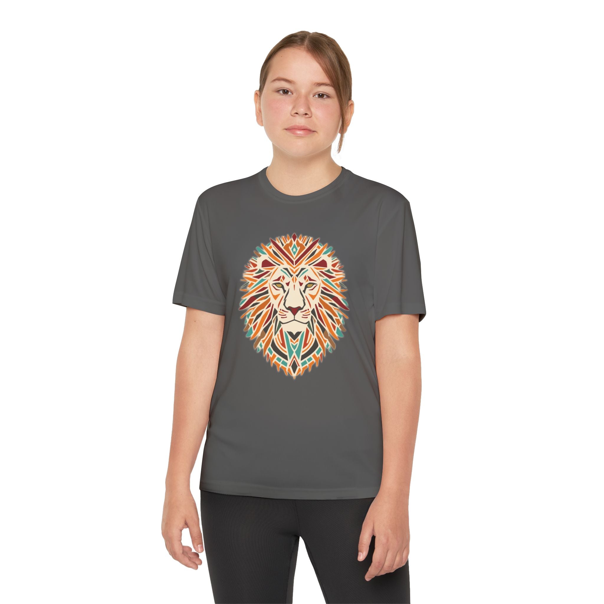 Youth Lion Graphic Tee | Colorful Animal T-Shirt for Kids, Fun Summer Shirt, Birthday Gift, Activewear, Nature Lover
