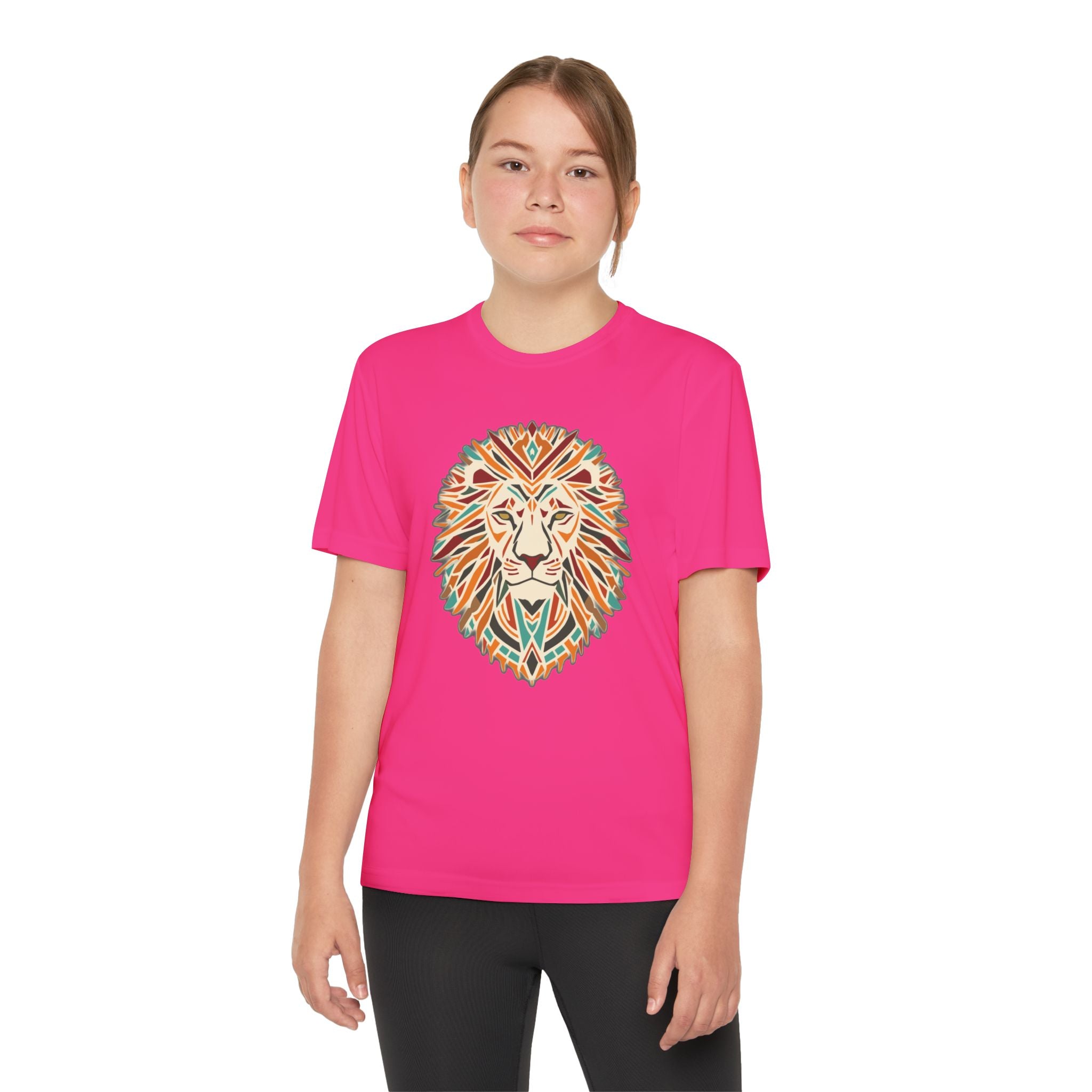 Youth Lion Graphic Tee | Colorful Animal T-Shirt for Kids, Fun Summer Shirt, Birthday Gift, Activewear, Nature Lover
