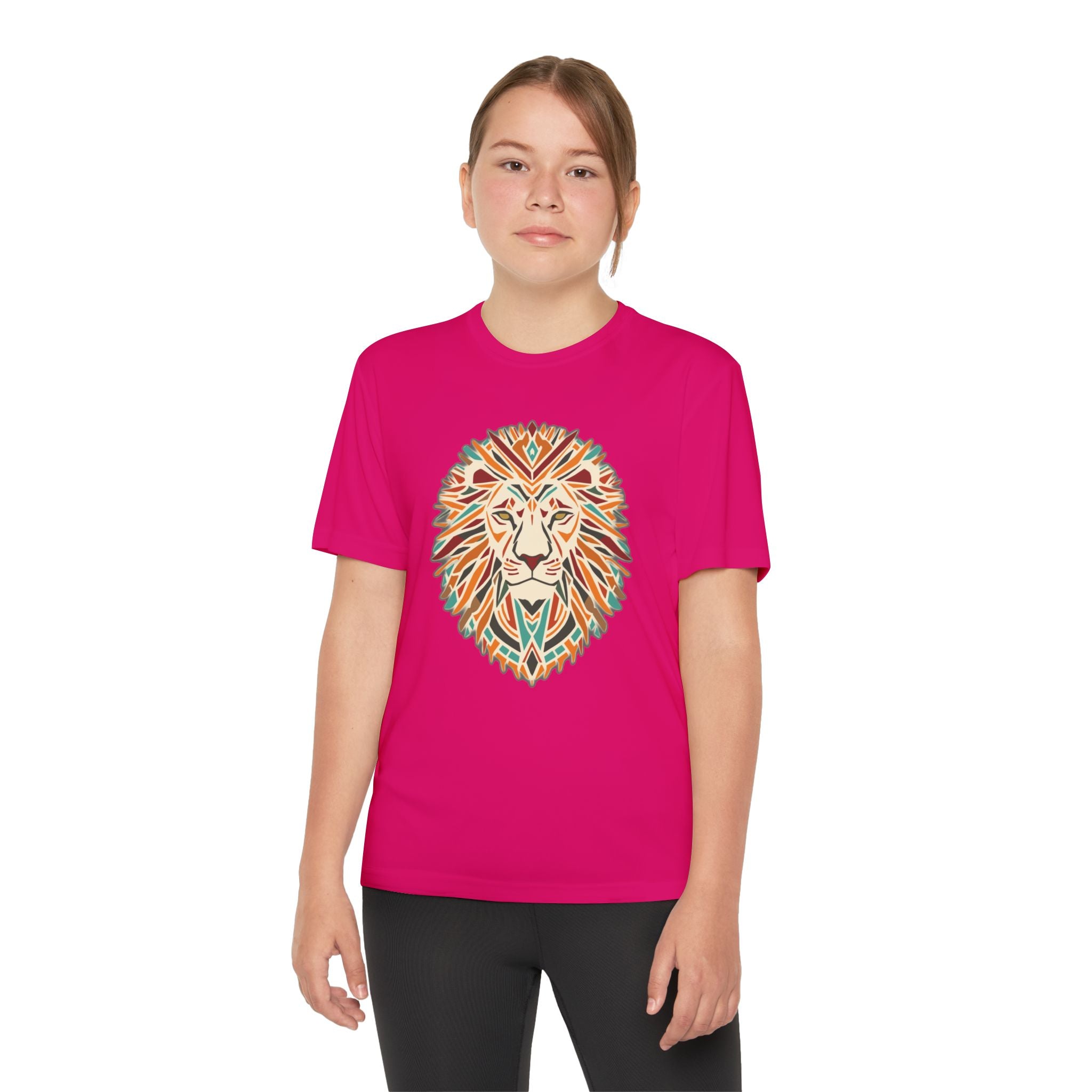 Youth Lion Graphic Tee | Colorful Animal T-Shirt for Kids, Fun Summer Shirt, Birthday Gift, Activewear, Nature Lover