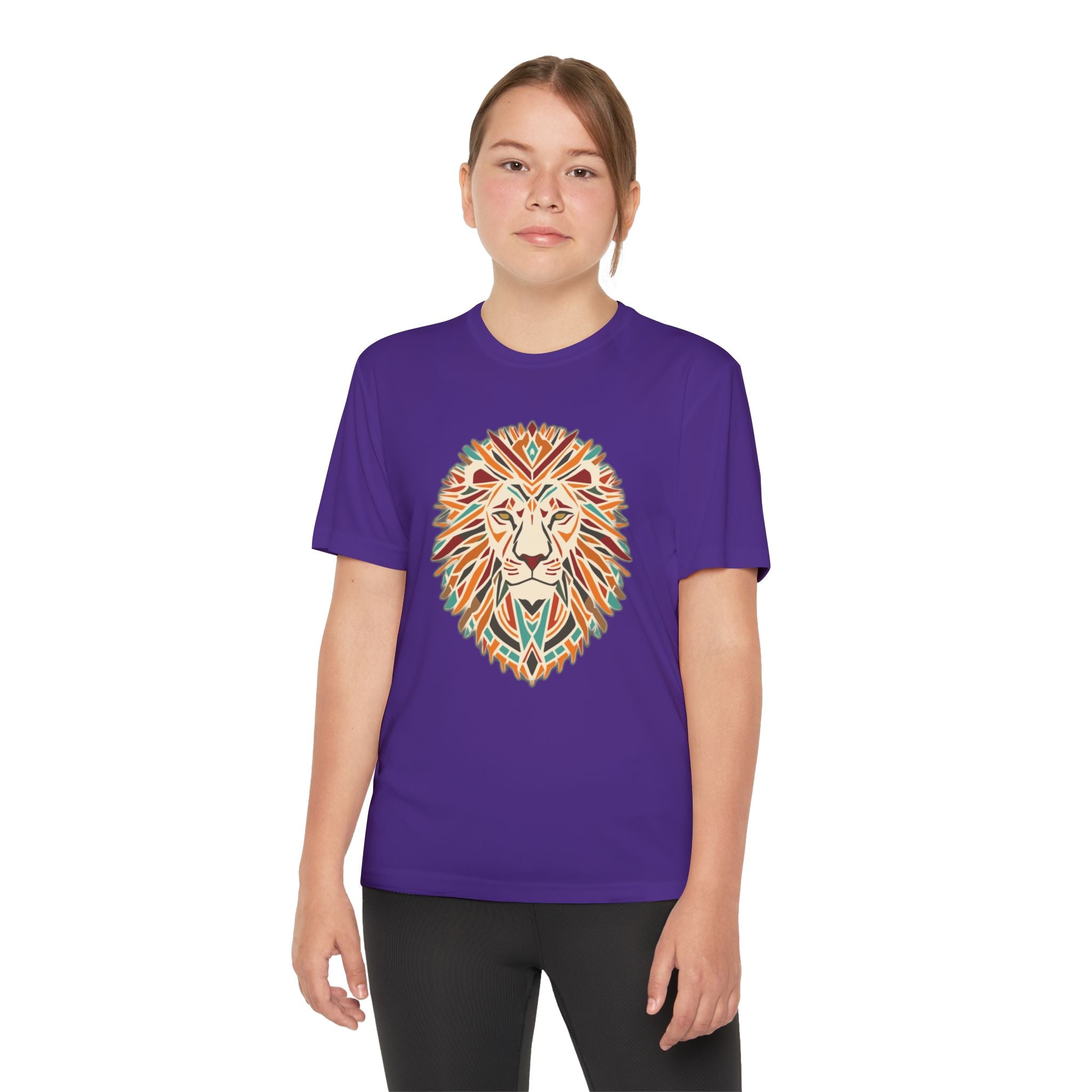 Youth Lion Graphic Tee | Colorful Animal T-Shirt for Kids, Fun Summer Shirt, Birthday Gift, Activewear, Nature Lover