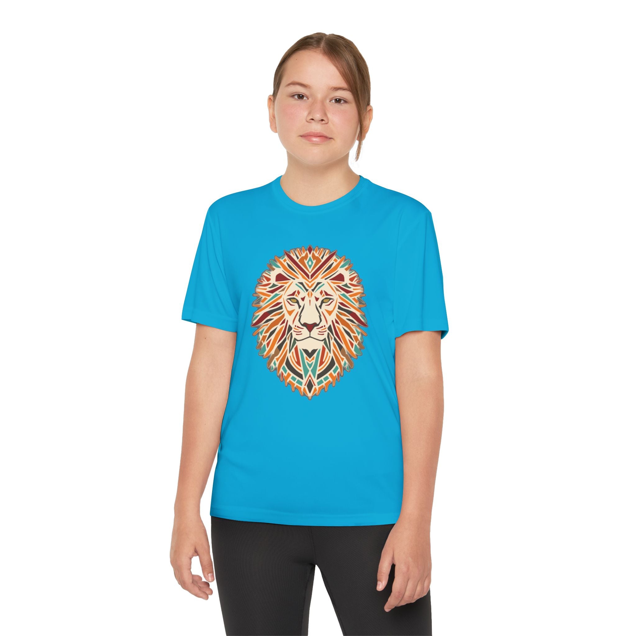 Youth Lion Graphic Tee | Colorful Animal T-Shirt for Kids, Fun Summer Shirt, Birthday Gift, Activewear, Nature Lover