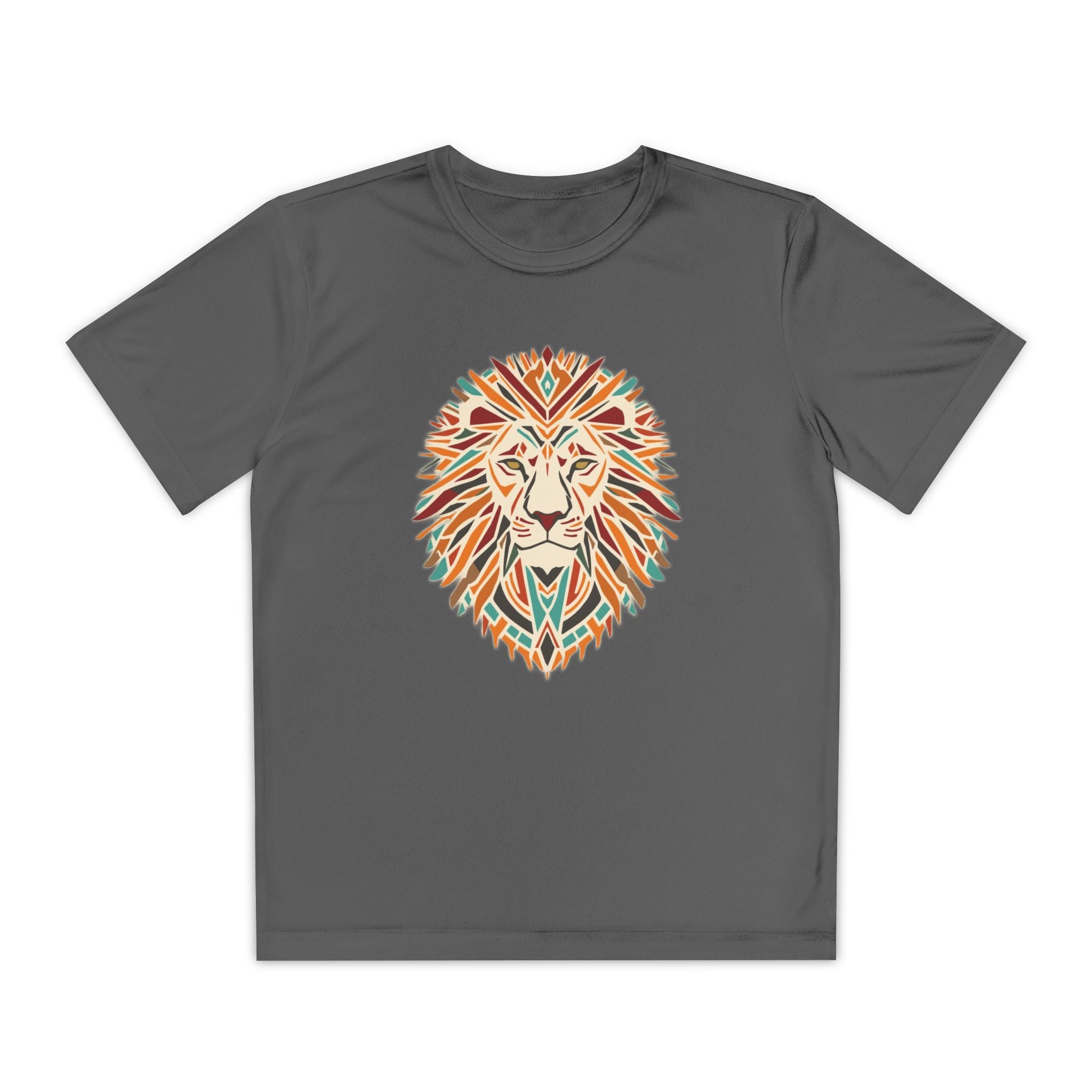 Youth Lion Graphic Tee | Colorful Animal T-Shirt for Kids, Fun Summer Shirt, Birthday Gift, Activewear, Nature Lover