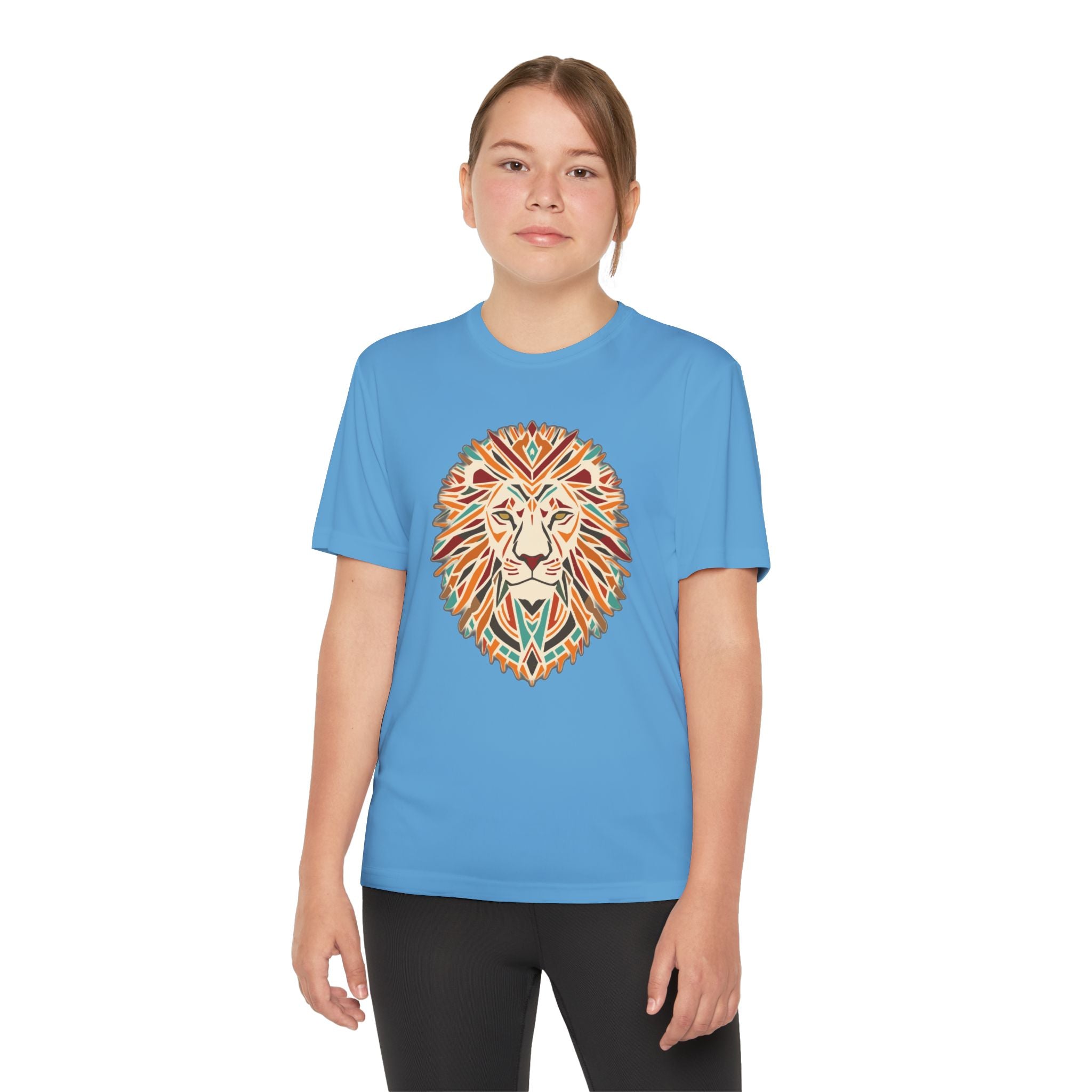 Youth Lion Graphic Tee | Colorful Animal T-Shirt for Kids, Fun Summer Shirt, Birthday Gift, Activewear, Nature Lover