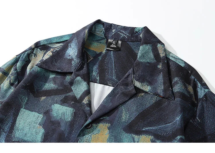 2025 Men Harajuku Hawaiian Shirt Hip Hop Streetwear Butterfly Painting Print Beach Shirt Summer Short Sleeve Aloha Shirt Casual