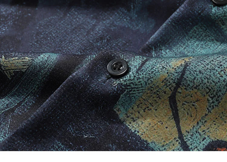 2025 Men Harajuku Hawaiian Shirt Hip Hop Streetwear Butterfly Painting Print Beach Shirt Summer Short Sleeve Aloha Shirt Casual