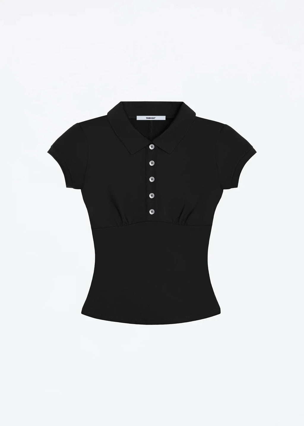 Tank Black Polo Collar T-Shirt Slim Sexy Short-Sleeved Summer Women's Short Top