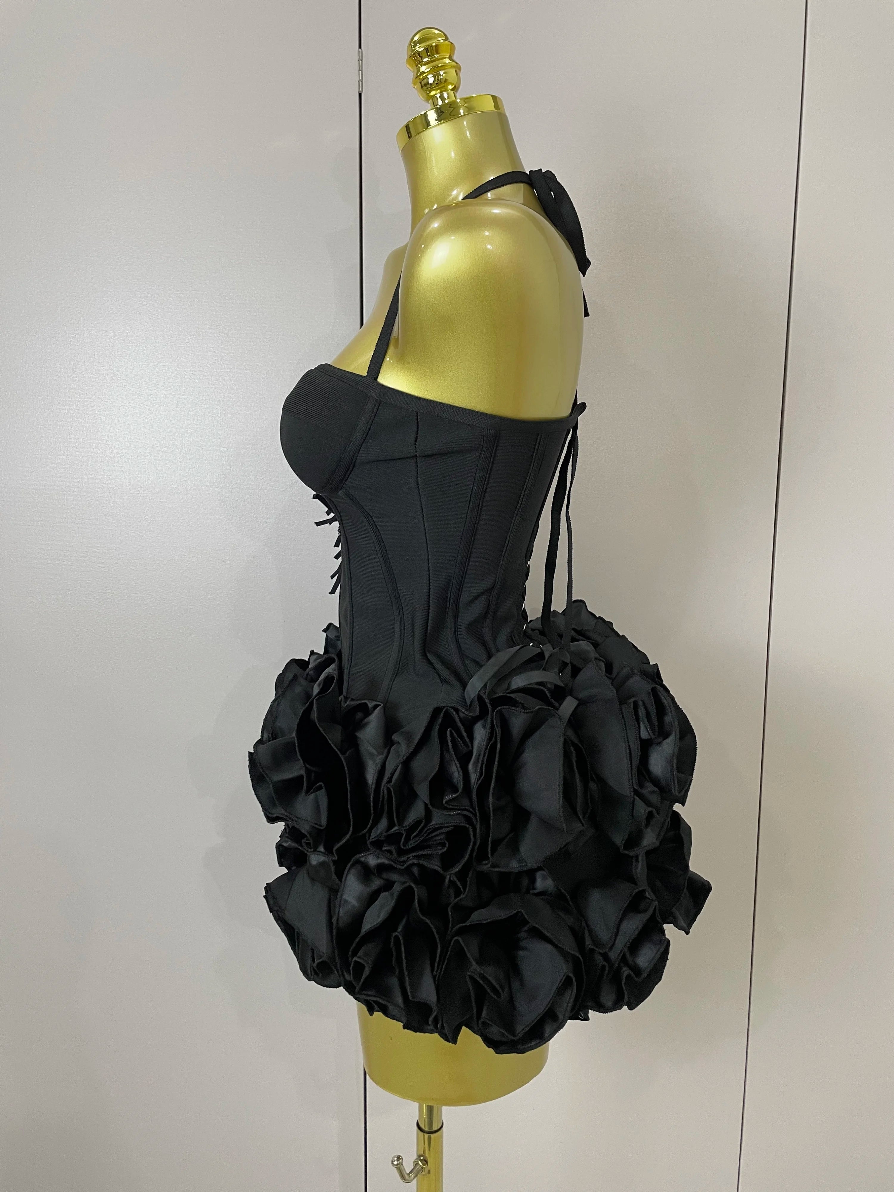 Sexy Halter Prom Gown Celebrity Club Two Piece Set Cocktail Elegant Women Fashion Luxury Birthday Party Red Black Bandage Outfit