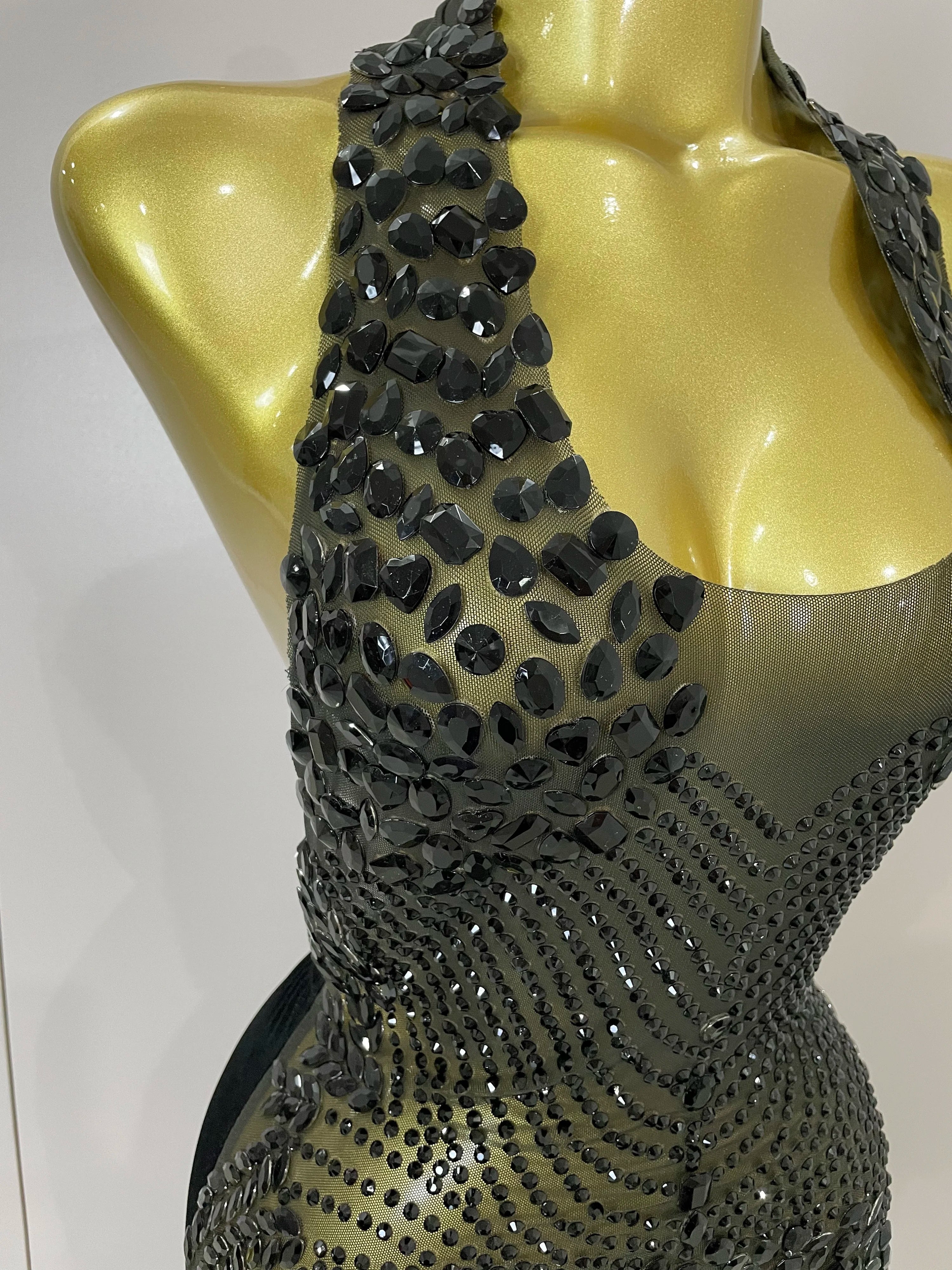 2025 New Sexy Sparkly Rhinestones Halter Backless Mesh Velour Short Dress Women Evening Prom Celebrate Birthday Party Stage Wear