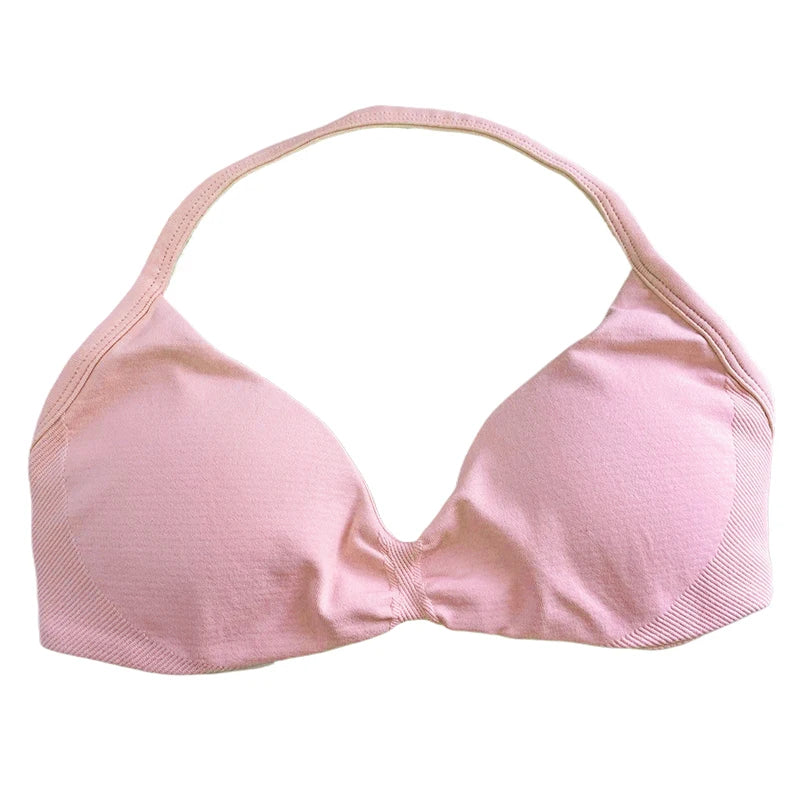 Strappy Sports Bra Seamless Women Clothes Halter Padded Yoga Bra Backless Gym Top Bras Fitness Scrunch Workout Yoga Tank Tops