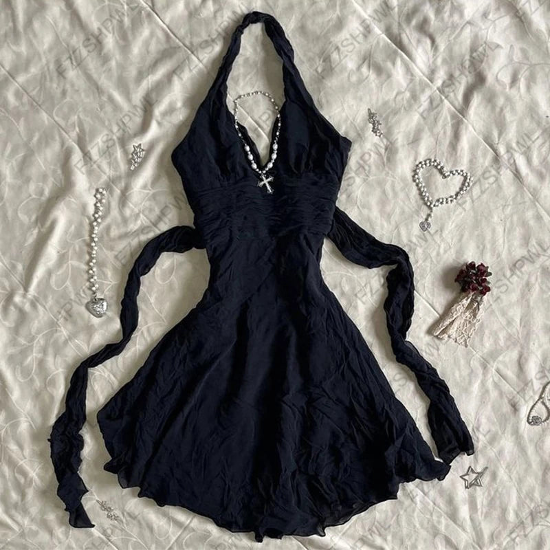 2000s 2000s Summer Punk Gothic Slim Vintage Fashion Dress emo girl  Women Clothing Dress Y2k Style Dot Printed Women Dress Spicy
