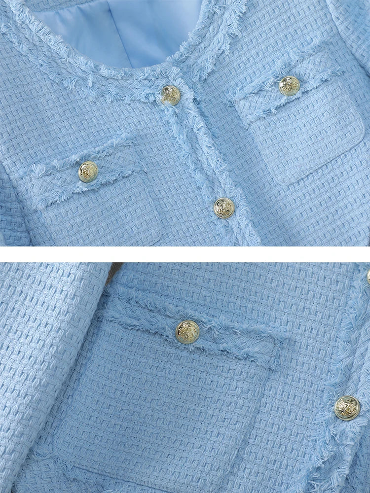 Fashion Pink Beige Blue Black Casual Ladies Blazer Women Long Sleeve Single Breasted O-Neck Slim Female Autumn Winter Jacket