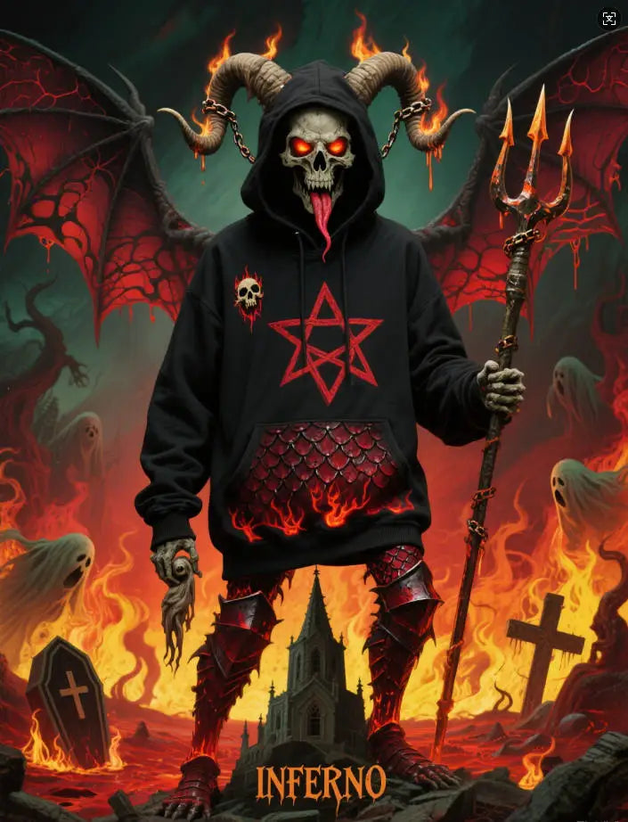 Autumn Hoodie Halloween Must-Have: Demon's Eye & Devil's Tear Graphic Tee – Spooky-Chic Party Essential