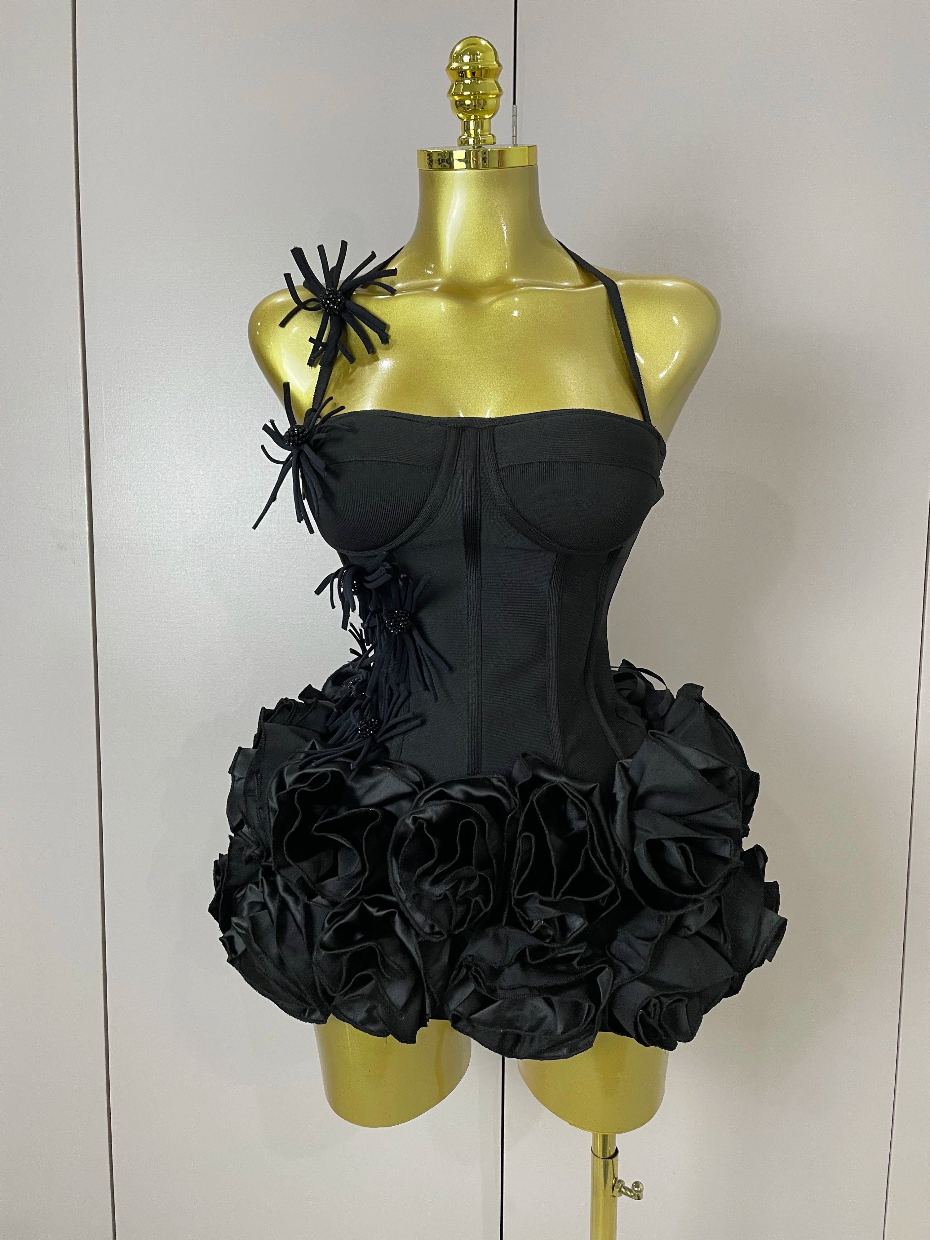 Sexy Halter Prom Gown Celebrity Club Two Piece Set Cocktail Elegant Women Fashion Luxury Birthday Party Red Black Bandage Outfit