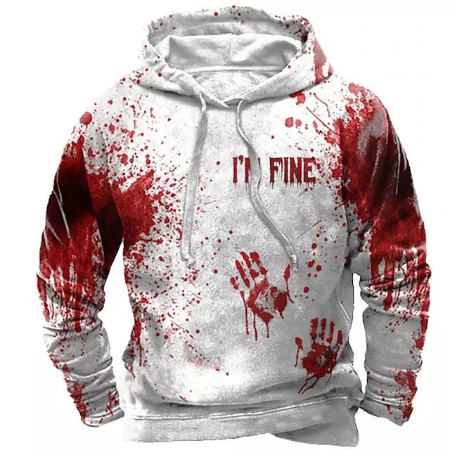 Halloween Blood Printed Hoodies letter pattern3D Print Hooded Pullover Sweatshirt Fashion Hoodie Streetwear Long Sleeve Tops