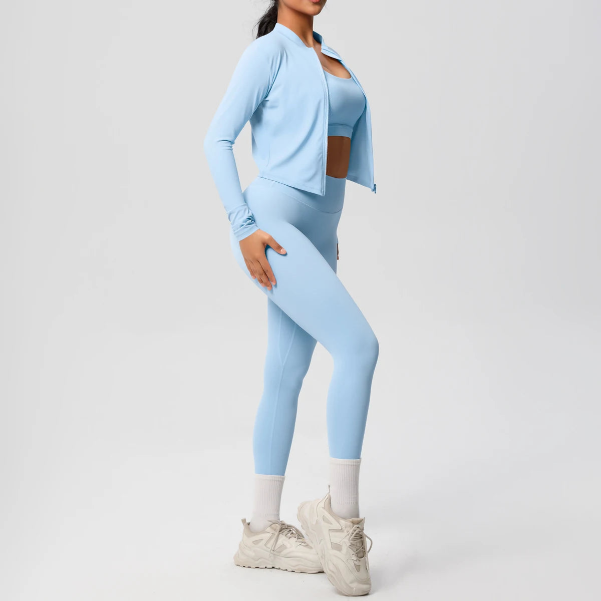 3pcs Sportswear Yoga Set Gym Sports Bra Zipper Jacket Leggings Clothes Sportswear Yoga Suits For Women Fitness Set Tracksuit