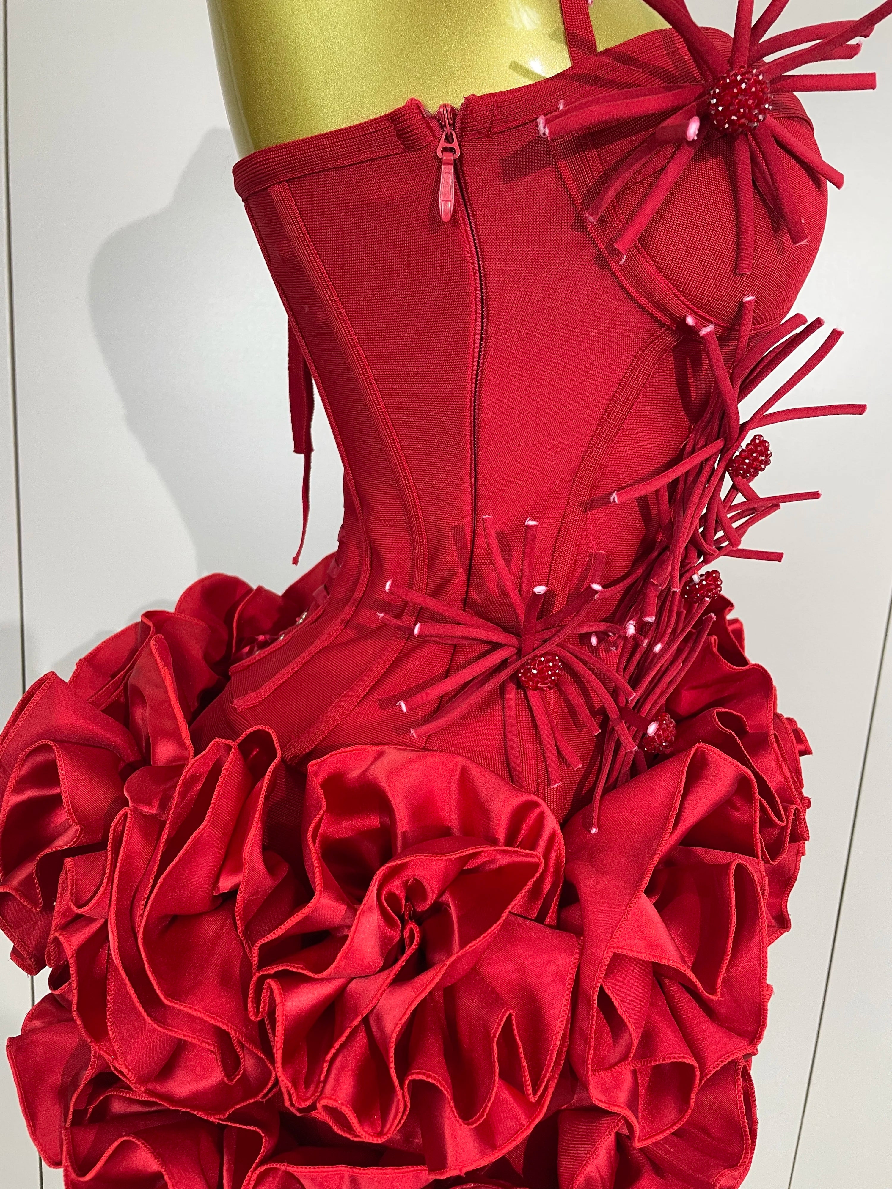 Sexy Halter Prom Gown Celebrity Club Two Piece Set Cocktail Elegant Women Fashion Luxury Birthday Party Red Black Bandage Outfit