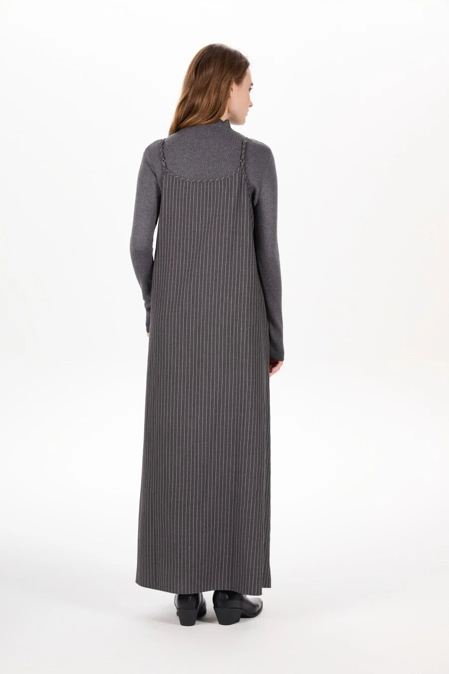 AS AW25 pinstripe collection slip dress + knit mockneck top + embroidery cableknit + stripe pleat skirt