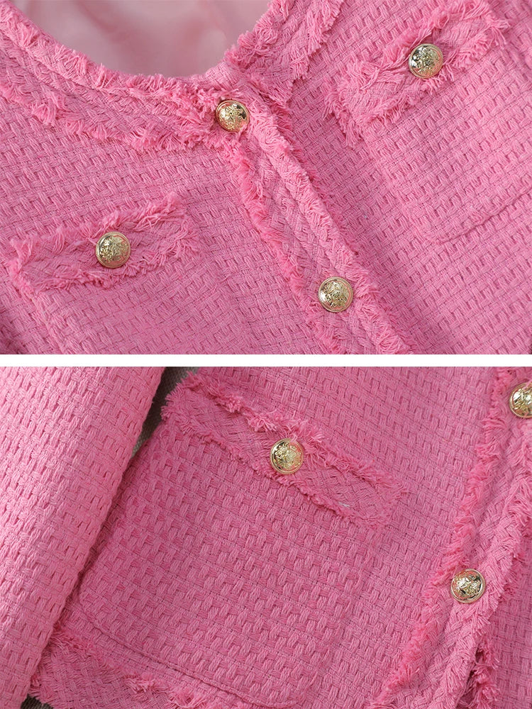 Fashion Pink Beige Blue Black Casual Ladies Blazer Women Long Sleeve Single Breasted O-Neck Slim Female Autumn Winter Jacket