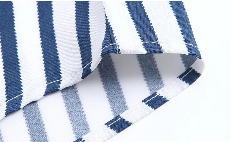 Men Spring Summer Comfortable Vertical Striped Strech Mens Dress Shirts Long Sleeve Soft Business Work Shirt  No Pocket Male