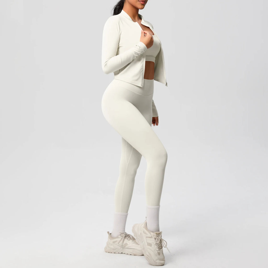 3pcs Sportswear Yoga Set Gym Sports Bra Zipper Jacket Leggings Clothes Sportswear Yoga Suits For Women Fitness Set Tracksuit