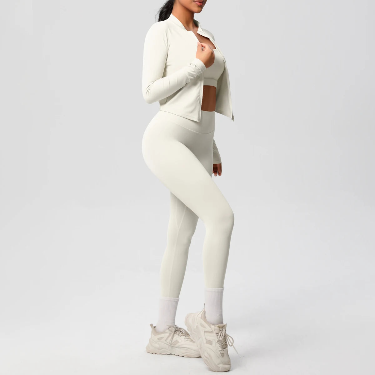 3pcs Sportswear Yoga Set Gym Sports Bra Zipper Jacket Leggings Clothes Sportswear Yoga Suits For Women Fitness Set Tracksuit