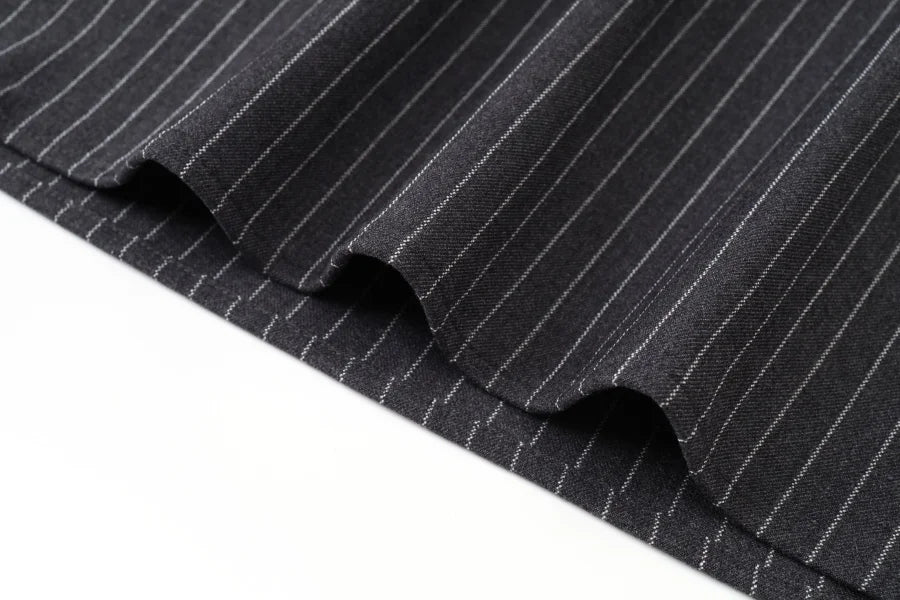 AS AW25 pinstripe collection slip dress + knit mockneck top + embroidery cableknit + stripe pleat skirt