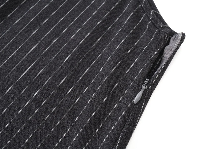 AS AW25 pinstripe collection slip dress + knit mockneck top + embroidery cableknit + stripe pleat skirt