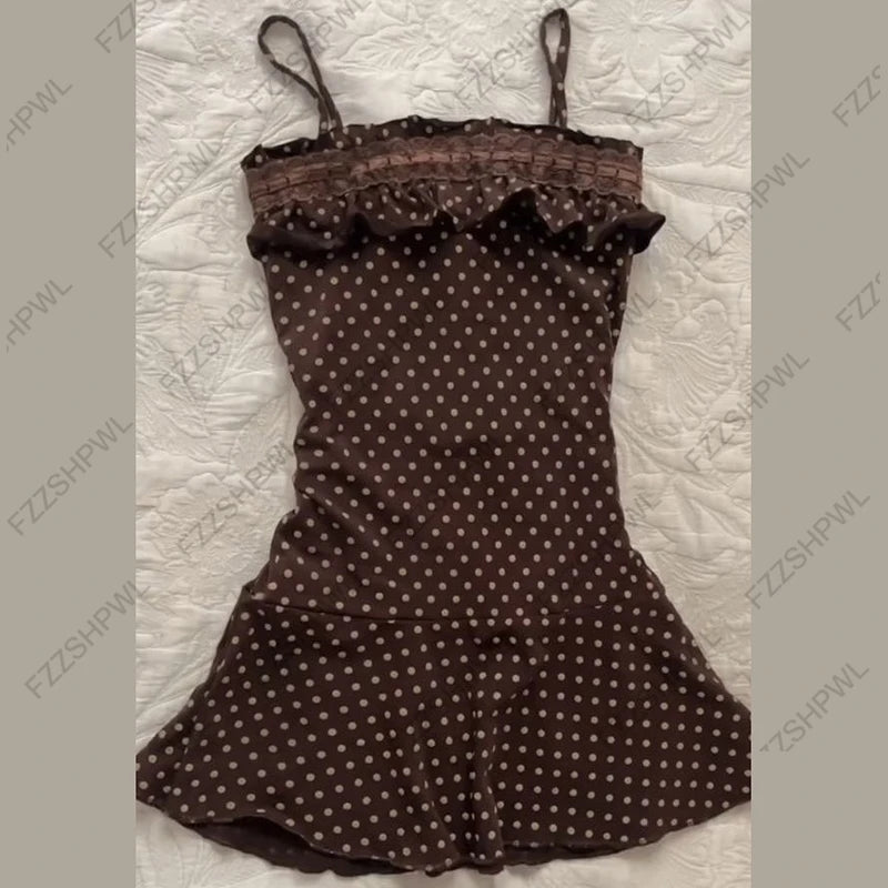 2000s 2000s Summer Punk Gothic Slim Vintage Fashion Dress emo girl  Women Clothing Dress Y2k Style Dot Printed Women Dress Spicy