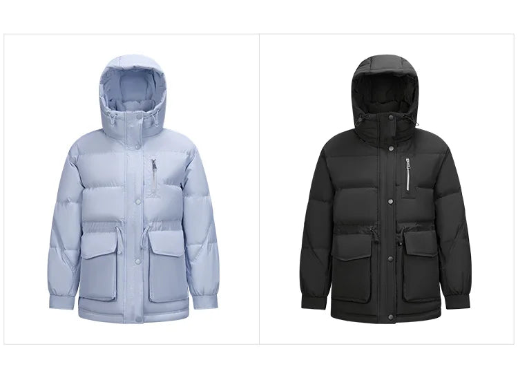 Semir Mid-Length Down Jacket Women Hooded Loose Fit Waist Cinching 2025 New Winter Minimalist Style