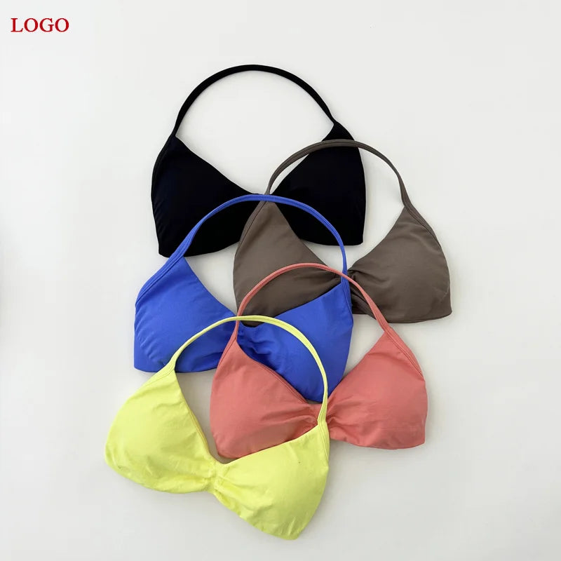 Women High Support Thin Strap Halter Sports Seamless Bras Scrunch Workout Yoga Tank Bra Yoga Sportswear Underwear Bra Clothes