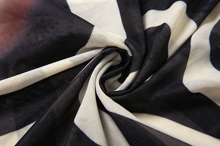 Cutenew Patchwork Print Women Dresses Elegant Vintage Low V-Neck Full Sleeve Straight Maxi Bodycon Female High Street Party Robe