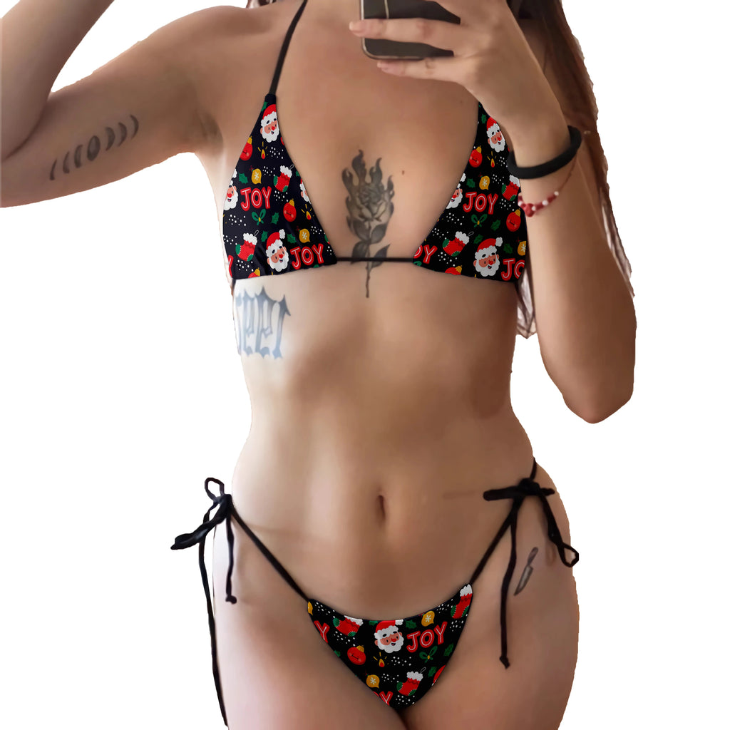 2023 Women Bikini Suit New Cartoon Christmas Pattern 3D Printing Fashion Sexy Split Swimming Beach Surfing Vacation Party