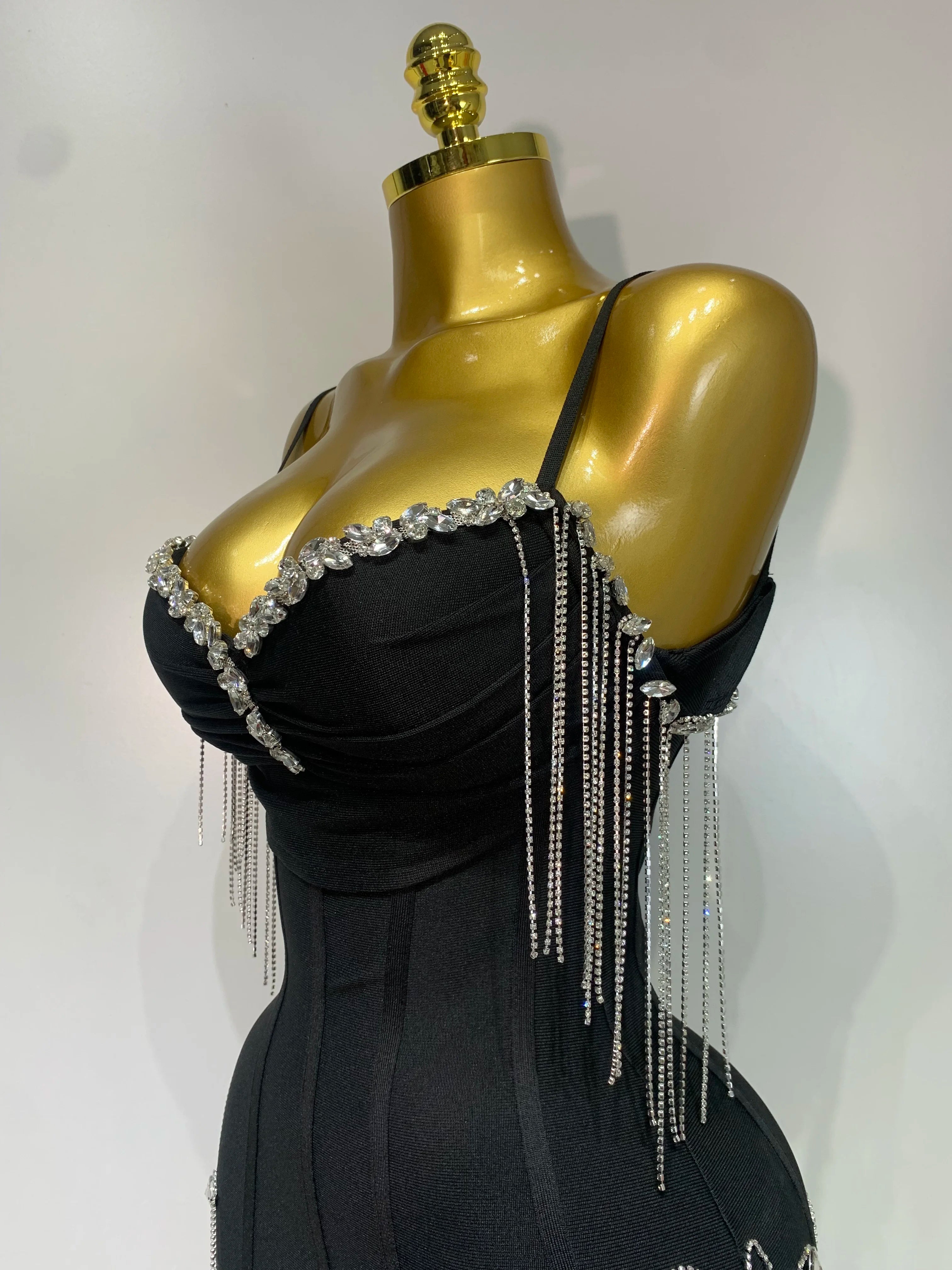 Sexy Backless Spaghetti Strap Bodycon Sleeveless Bandage Dress Elegant Prom Gown Club Evening Party Luxury Birthday Dresses