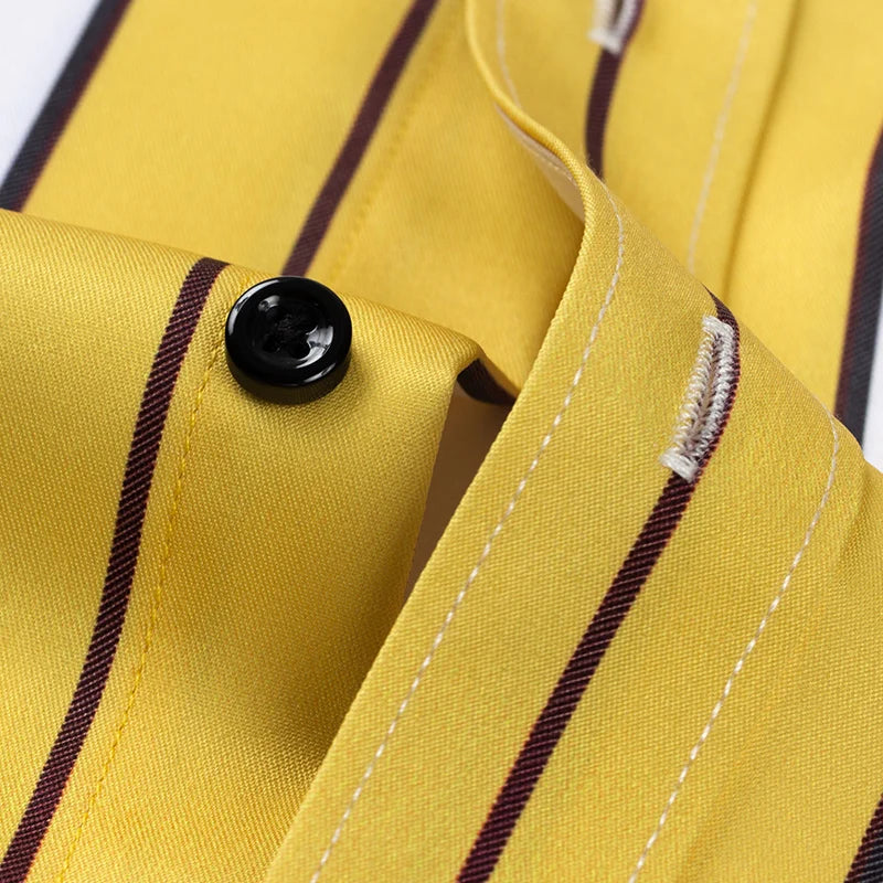 Men Spring Summer Comfortable Vertical Striped Strech Mens Dress Shirts Long Sleeve Soft Business Work Shirt  No Pocket Male