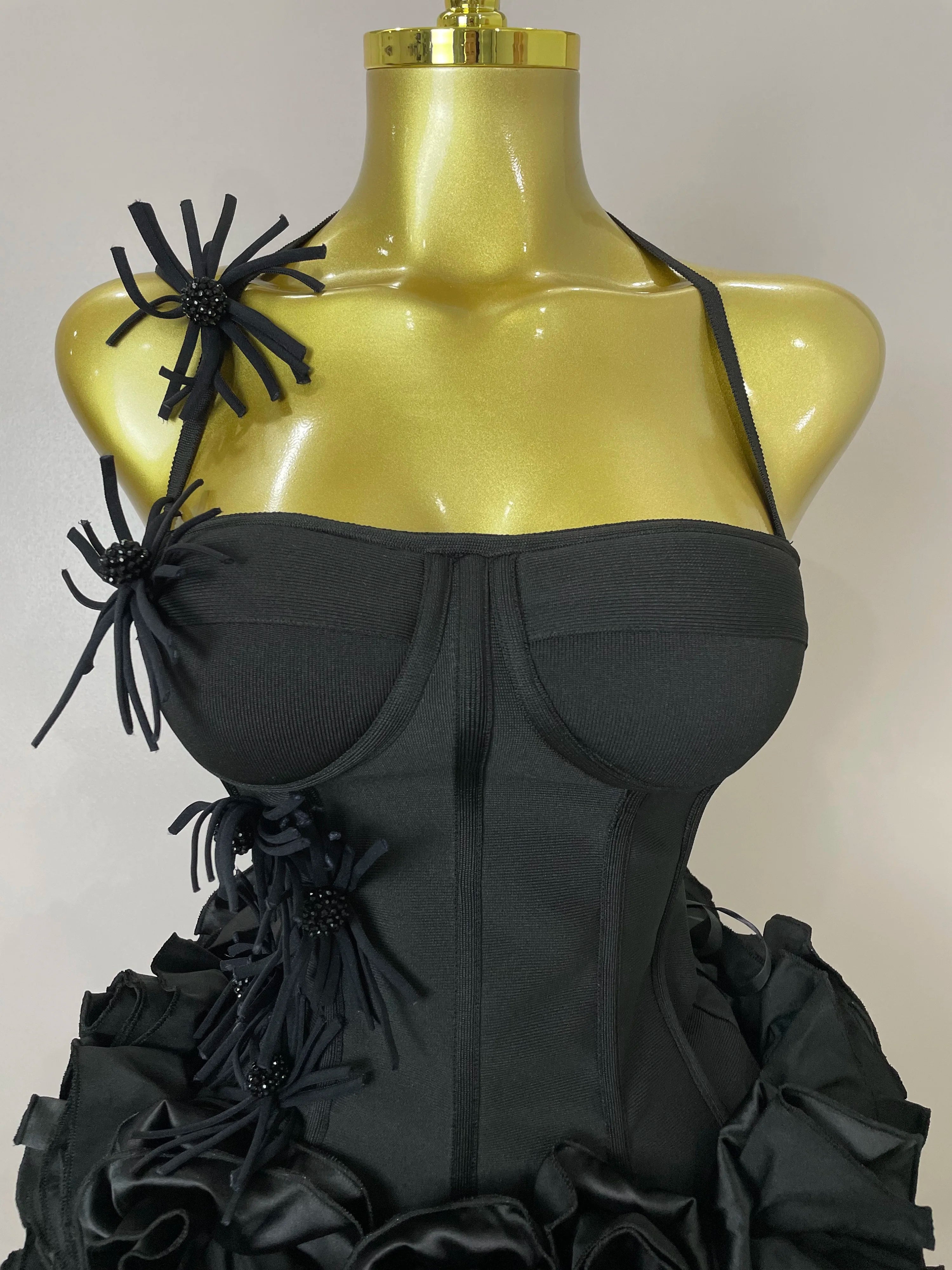 Sexy Halter Prom Gown Celebrity Club Two Piece Set Cocktail Elegant Women Fashion Luxury Birthday Party Red Black Bandage Outfit