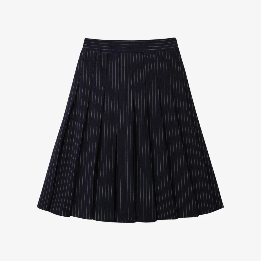 AS AW25 pinstripe collection slip dress + knit mockneck top + embroidery cableknit + stripe pleat skirt