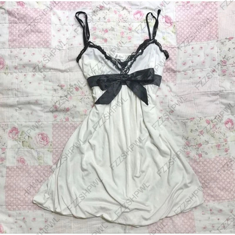 2000s 2000s Summer Punk Gothic Slim Vintage Fashion Dress emo girl  Women Clothing Dress Y2k Style Dot Printed Women Dress Spicy