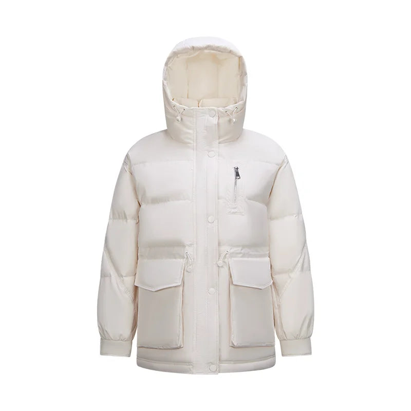 Semir Mid-Length Down Jacket Women Hooded Loose Fit Waist Cinching 2025 New Winter Minimalist Style