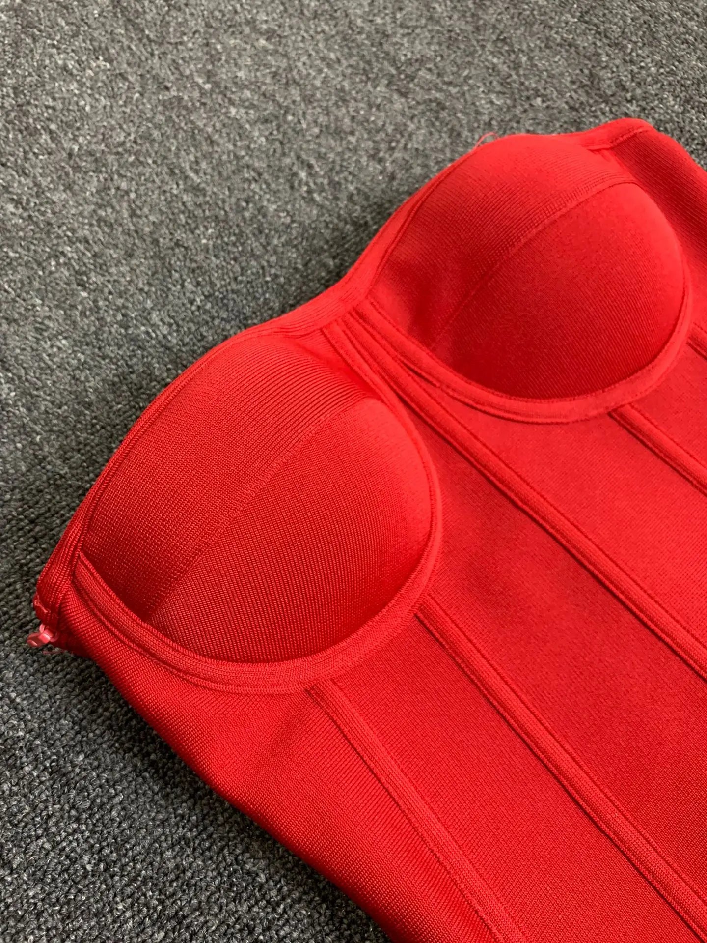 Women Red Bodycon Mini Bandage Outfits Club Party Strapless Laced Up Back Tops And Mini Short Skirts Two Piece Sets Nightwears