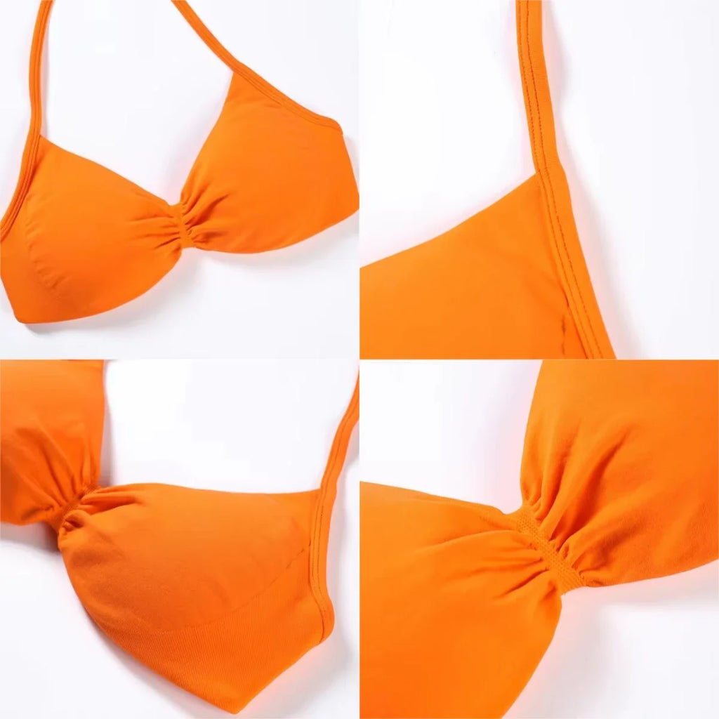 Strappy Sports Bra Seamless Women Clothes Halter Padded Yoga Bra Backless Gym Top Bras Fitness Scrunch Workout Yoga Tank Tops