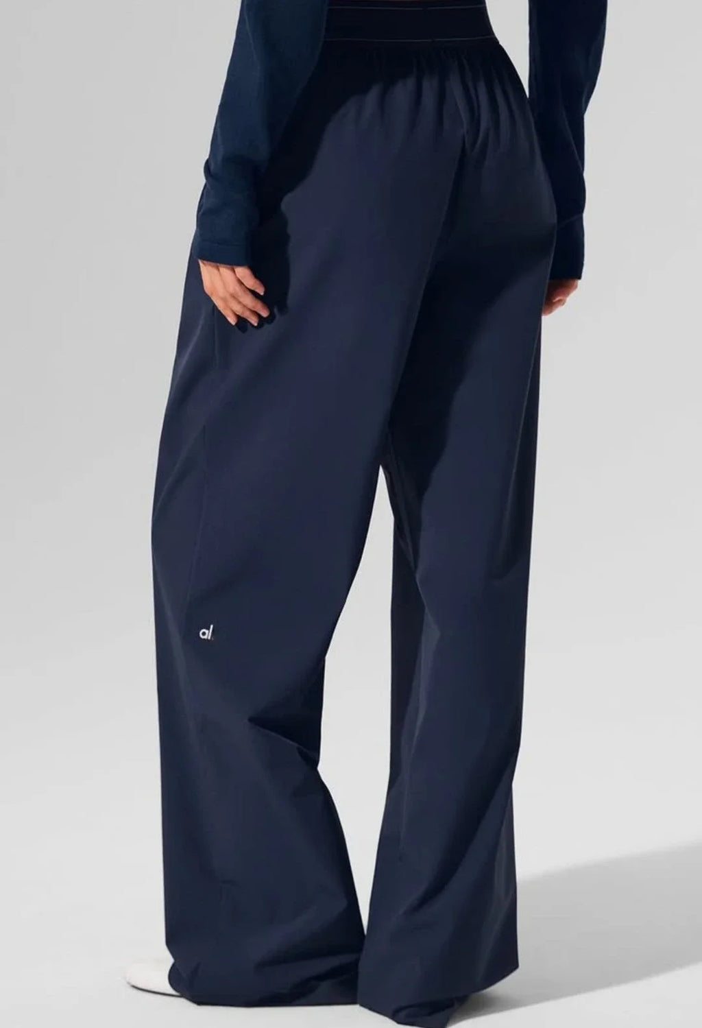 Elastic Waist Solid Fitness Joggers Trousers Women Yoga Sports Wide Leg Pants Women Thin Casual Loose Navy Blue Baggy Sweatpants