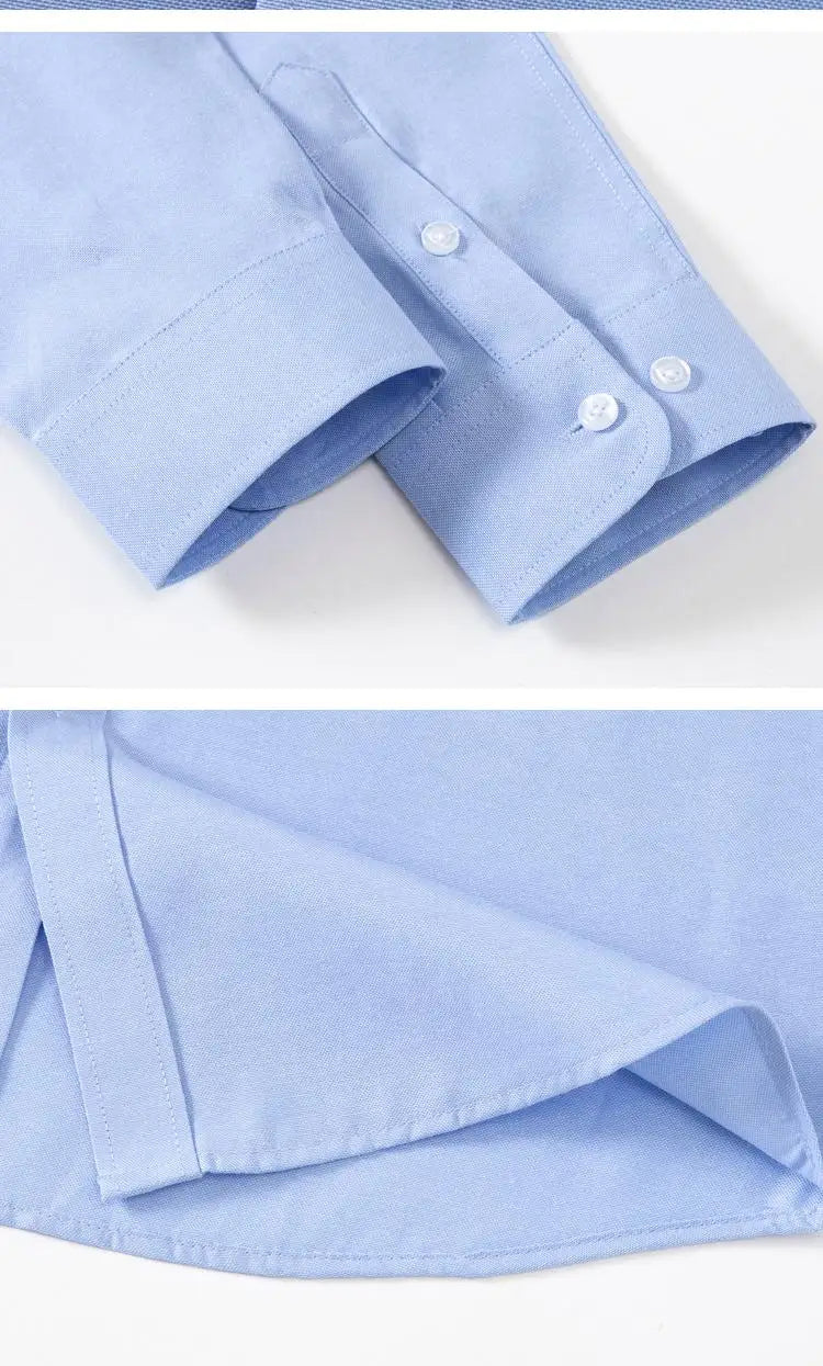 M-5XL Spring and Autumn Men's Shirt Oxford Cotton Fabric Shirt Long Sleeve Solid Color Polo Neck Shirt Business Casual Fit Top